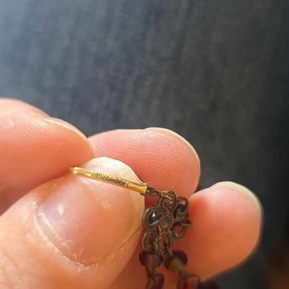 Vintage Gold Filled Red Dangle Earrings - Picture 7 of 9